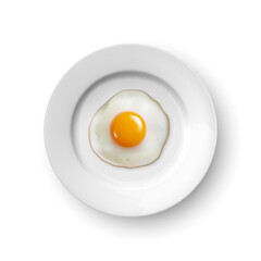 Realistic Vector 3d Fried Egg on a Dish Plate Closeup Isolated in Top View. Design Template of Scrambled Eggs, Fried Egg or Omelette, Breakfast Concept