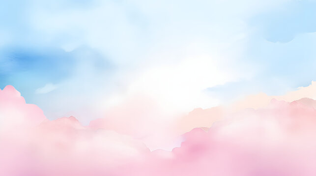 watercolor pastel pink with tranquil sky blue