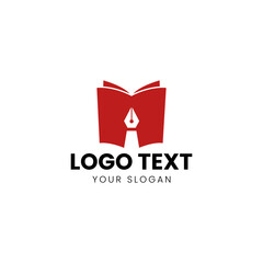 Book and Pen Logo Design Vector 