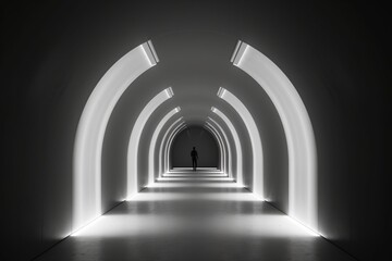 Light in tunnel minimalist, concept of Abstract