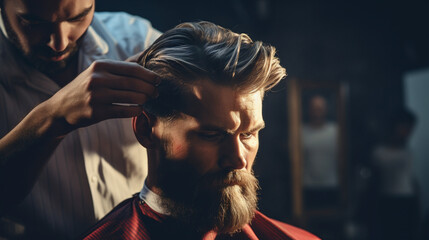 Obraz premium portrait of a barber man, serious, stylish man