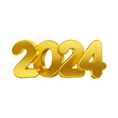 Texto dourado 3d feliz ano novo 2024