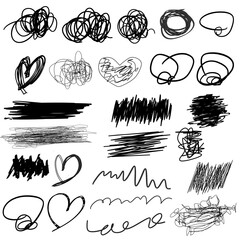 Scribbles Vector Set, Abstract Line Art