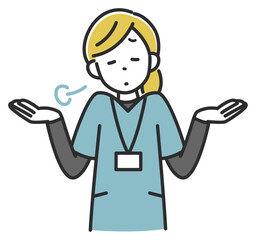 お手上げ状態の女性医療スタッフ