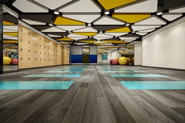Rolgordijnen pilates yoga wellness studio, 3d rendering © murattellioglu
