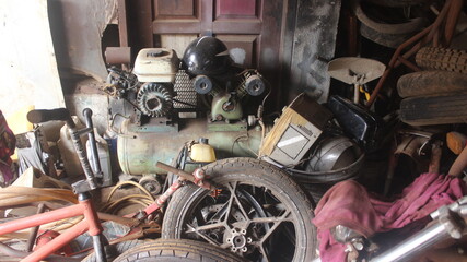 junk, the remains of motorcycle tools.