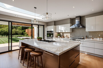 明るいアイランドキッチン