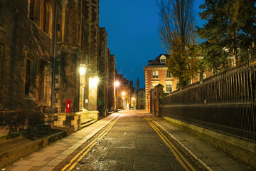 Fototapeta na wymiar Cambridge city architecture at dusk. England 