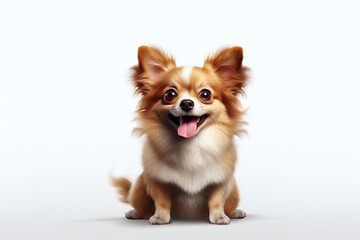 Obraz premium pomeranian dog isolated on white. Studio photo. Day light. Concept of care, education, obedience training and raising pets