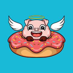 artwork illustration and t shirt design cute donut pig character