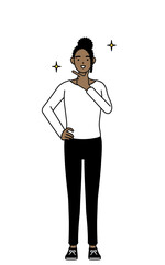 自信家のポーズを取るアフリカ系女性