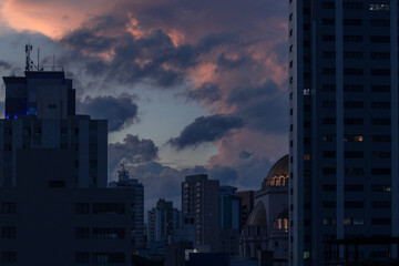 sunset in Sao Paulo with views of buildings and orthodox church