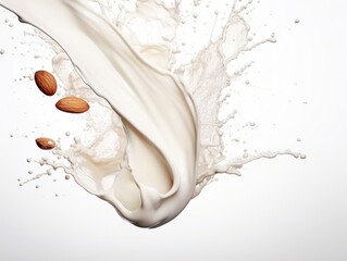Almond milk isolated on white background