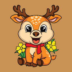 Obraz na płótnie Canvas artwork illustration and t shirt design cute deer character