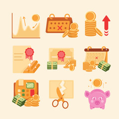 Financial Planning Asset Stock Set Collection