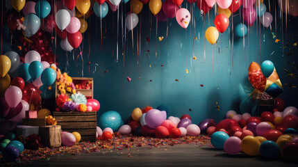 Fototapeta na wymiar balloons on the wall