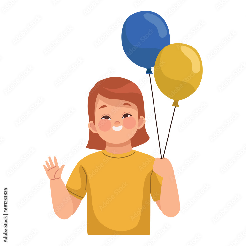 Poster down syndrome girl with balloons