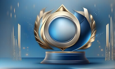 Fototapeta premium Dark Blue Golden Royal Awards Graphics Background. Lines Growing Elegant Shine Spark. Luxury Premium Corporate Abstract Design Template. Classic Shape Post. Center LED Screen Visual. Light Effect.