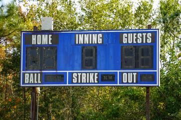 Scoreboard on a baseball field.