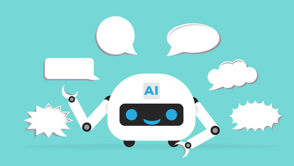 AI robot illustration with the concept of AI robot who has good communication skills, AI robot illustration, public speaking