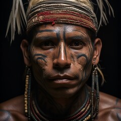 indigenous man with marks on his face