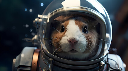A guinea pig as a space explorer - obrazy, fototapety, plakaty
