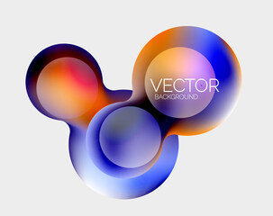 Beautiful flowing round shapes and circles abstract background. Liquid color bubble composition