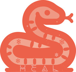 Vector icon of the Snake, in Swedish folk art style, with elements from Dalarna region in Sweden, showcasing Swedish folk heritage. Part of a Chinese Zodiac set in Swedish folk art style..