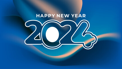 NEW YEAR 2024 BANNER CELEBRATION ABSTRACT BACKGROUND MODERN GRADIENT COLOR DESIGN. NEW YEAR GREETINGS AND INVITATIONS SIMPLE VECTOR
