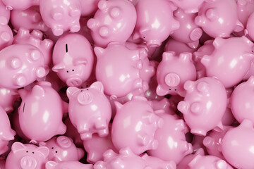 Background of a lot of piggy banks. 3d illustration. © jroballo