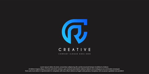 Logo letter CR, C, R creative design initials Abstract design - Vector