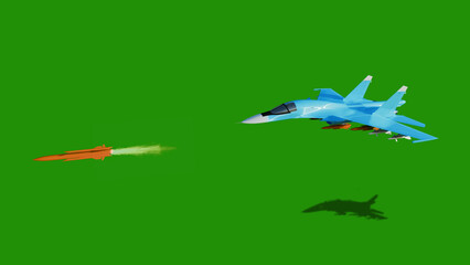 3d rendered of su 34 airplane. Modern Russian Fighter plane. Fighter jet plane fireing missile