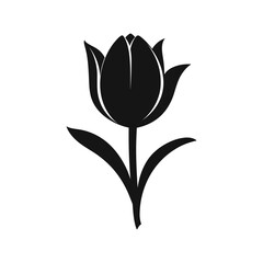 A Tulip Flower Vector Silhouette isolated on a white background