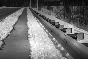 Side walk barrier in the snow