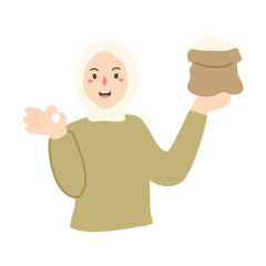 happy moslem give zakat to people