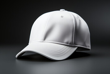 mock up Plain white baseball cap, black background. AI generated Images