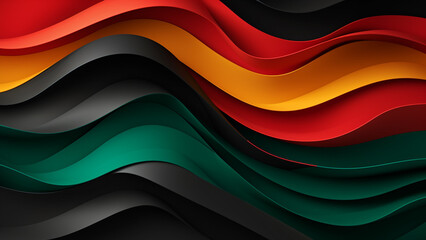 Black History Month color background. Abstract paper cut style composition with layers of geometric.