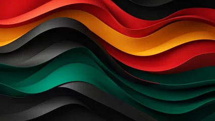 Foto op Aluminium Black History Month color background. Abstract paper cut style composition with layers of geometric. © Farid