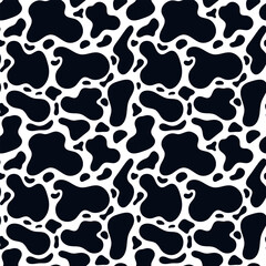 Abstract pattern of black wavy shapes on white background. Pattern of black spots of different shapes