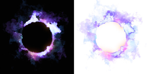Enchanting purple and teal ring with a mystical aura, perfect for overlay VFX. Seamless integration with alpha transparency.