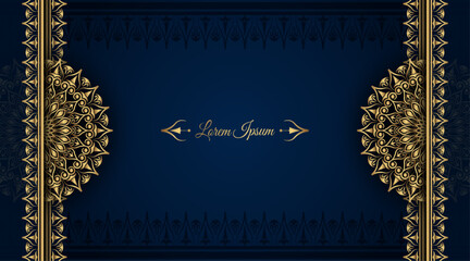 Blue background with golden mandala ornament