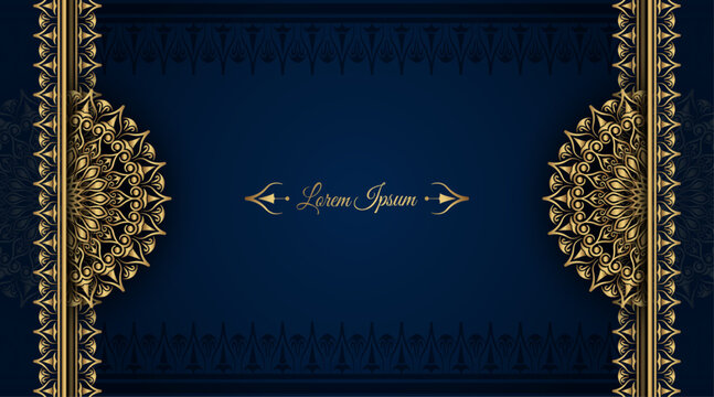 Blue background with golden mandala ornament