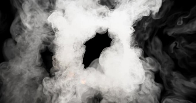 Eruptive logo reveal with multiple fire and smoke blasts encircling a dark void, perfect for impactful intros or scene transitions in motion graphics.