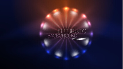 Circles with bright neon shiny light effects, abstract background wallpaper design