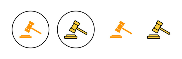 Gavel icon set for web and mobile app. judge gavel sign and symbol. law icon. auction hammer