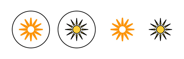 Sun icon set for web and mobile app. Brightness sign and symbol.