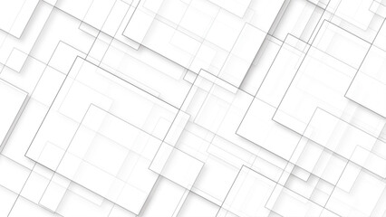 Beautiful lines in black and white tone of many squares and rectangles shapes on white background for modern geometric pattern, art decoration, making cool banner on page, presentation and website