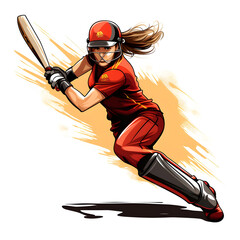 A clipart of a female cricket batswoman hitting a six Generative AI