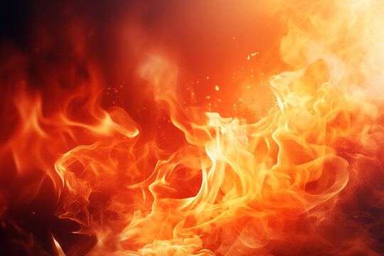 Generative AI Image of Abstract Background with Orange Hot Fire Flame