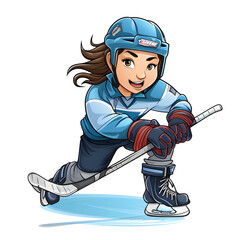 A clipart of a female ice hockey player taking a slapshot Generative AI
